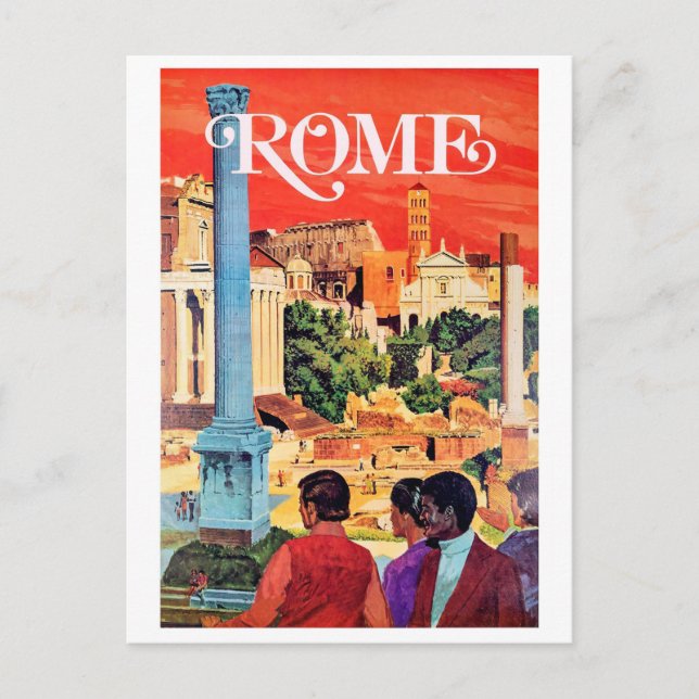 Rome, vintage travel poster postcard (Front)