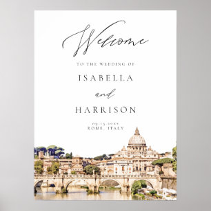 ROME Watercolor Skyline Travel Wedding Welcome Poster