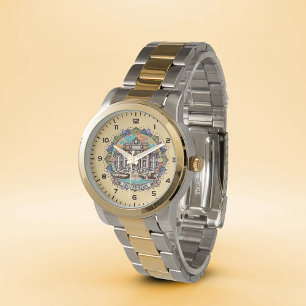 Rome Whispering Fountain Oversized Two-Tone Bracel Watch