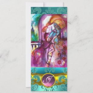 ROMEO AND JULIET Pink Aqua Blue,Teal Damask Floral Invitation