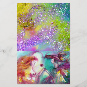 ROMEO AND JULIET,PURPLE GREEN GOLD SPARKLES STATIONERY