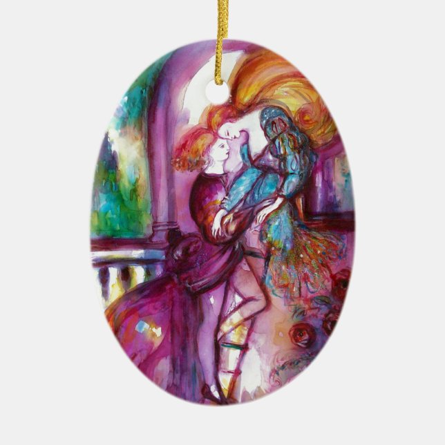 ROMEO AND JULIET Romantic Valentines's Day Ceramic Tree Decoration (Front)
