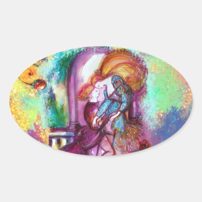 ROMEO AND JULIET Romantic Valentines's Day Oval Sticker (Front)