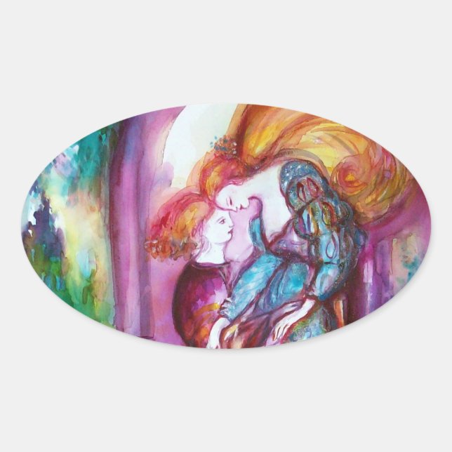 ROMEO AND JULIET Romantic Valentines's Day Oval Sticker (Front)