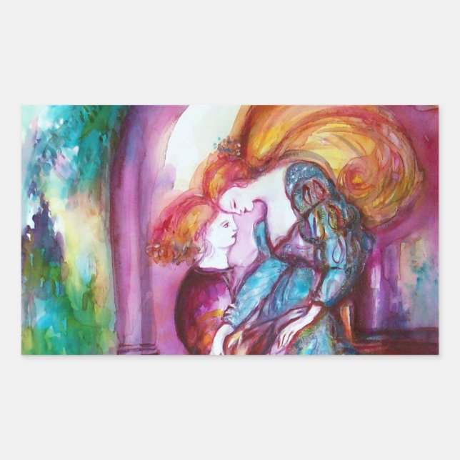 ROMEO AND JULIET Romantic Valentines's Day Rectangular Sticker (Front)