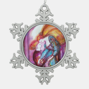 ROMEO AND JULIET Romantic Valentines's Day Snowflake Pewter Christmas Ornament
