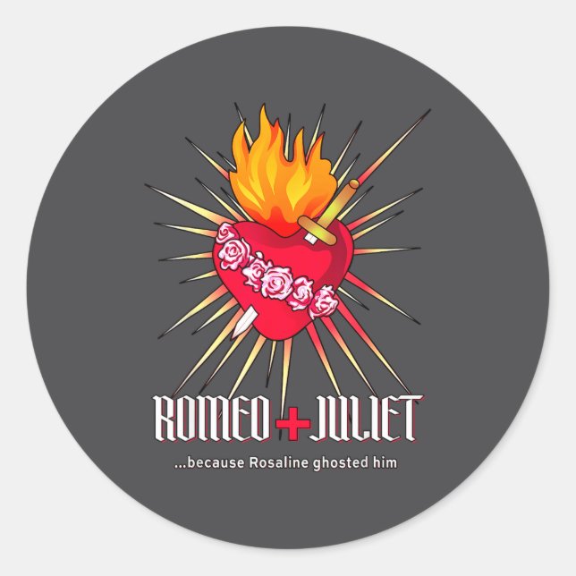 Romeo And Juliet Sacred Heart, Ghosted By Rosaline Classic Round Sticker (Front)