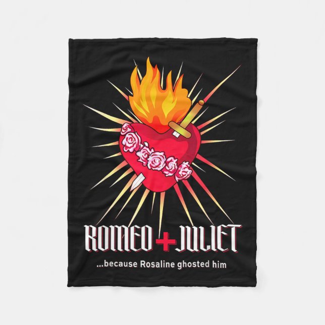 Romeo And Juliet Sacred Heart, Ghosted By Rosaline Fleece Blanket (Front)