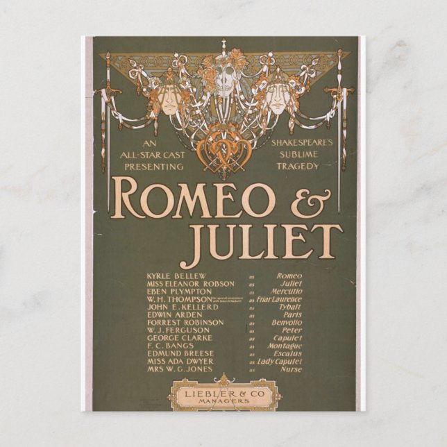 Romeo & Juliet, 'Liebler & Co' Retro Theatre Postcard (Front)