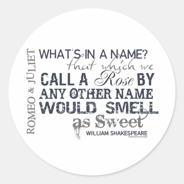 Romeo & Juliet Name Quote Classic Round Sticker (Front)