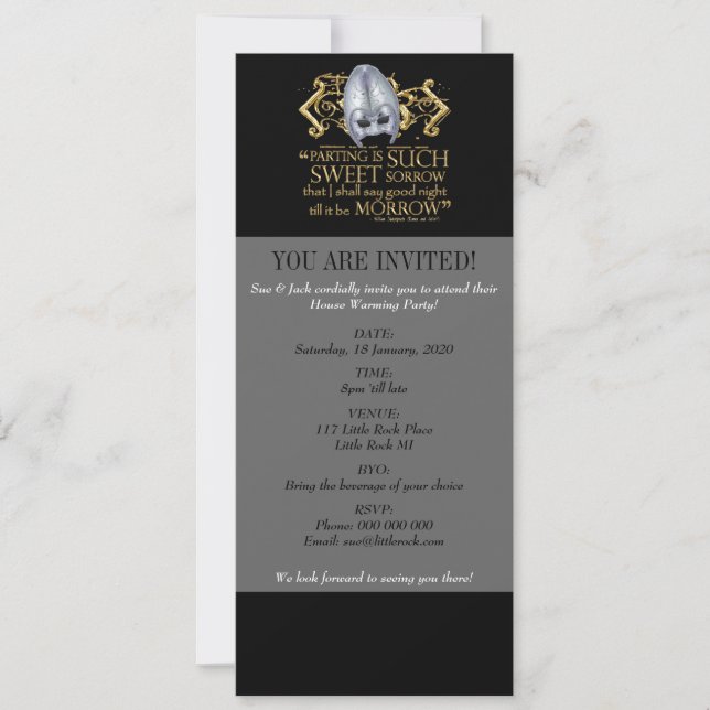 Romeo & Juliet Quote (Gold Version) Invitation (Front)