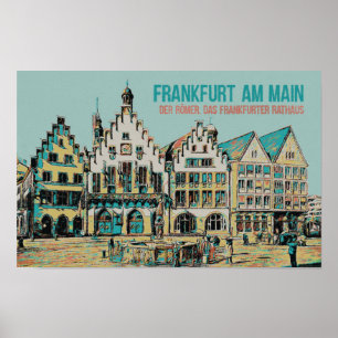 Römer Frankfurt, Iconic City Hall illustration Poster