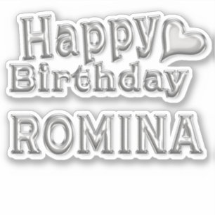 Romina Happy Birthday silver Sticker