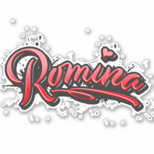 Romina red Heart Graffiti Sticker