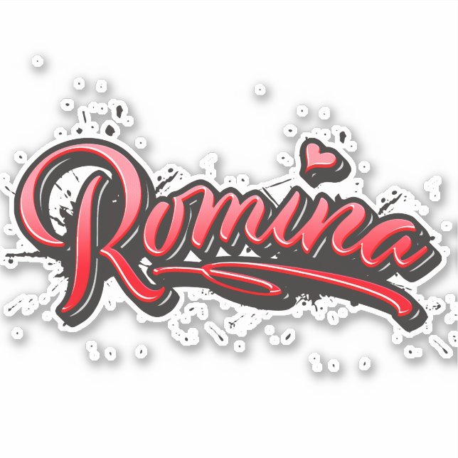 Romina red Heart Graffiti Sticker (Front)