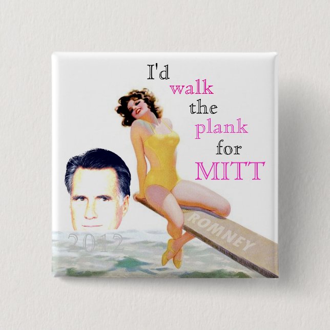 Romney 2012 Pin-Up Girl 15 Cm Square Badge (Front)