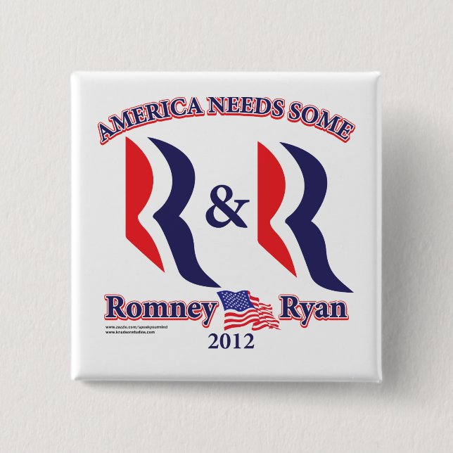 Romney and Ryan 15 Cm Square Badge (Front)