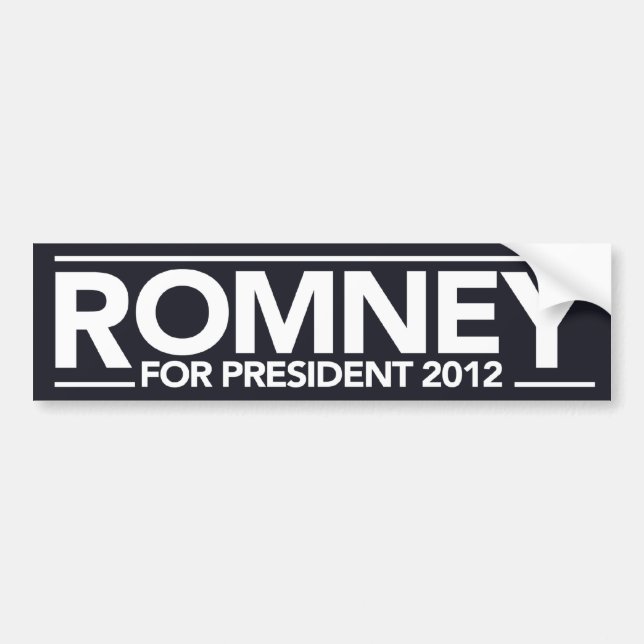 Romney For President Bumper Sticker (Black) (Front)