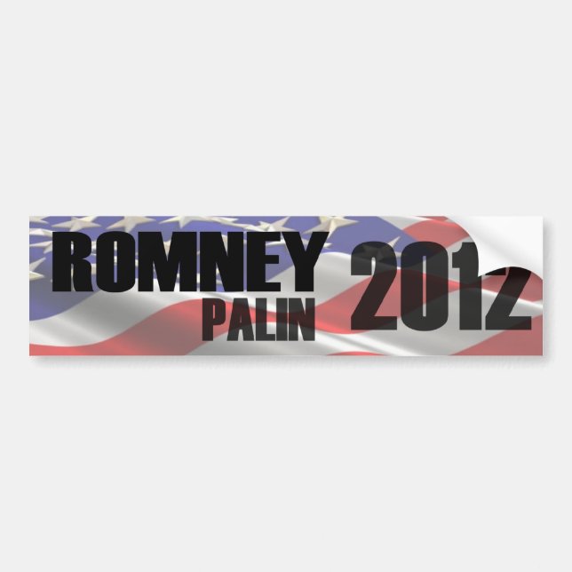 Romney Palin 2012 Flag Bumper Sticker (Front)