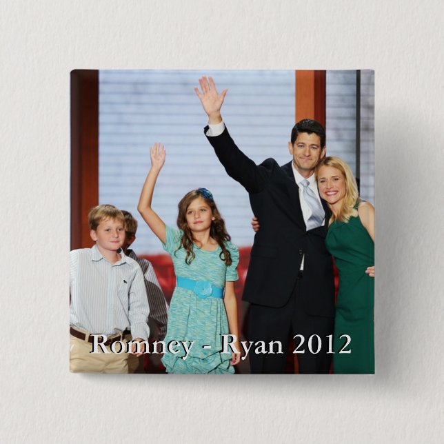 Romney-Ryan 2012!!! 15 Cm Square Badge (Front)