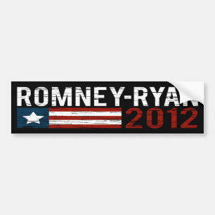 Romney-Ryan 2012 Distressed Bumper Sticker Black