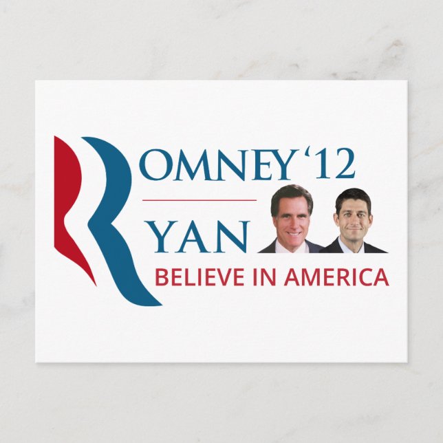 Romney / Ryan 2012 for US President and VP Postcard (Front)