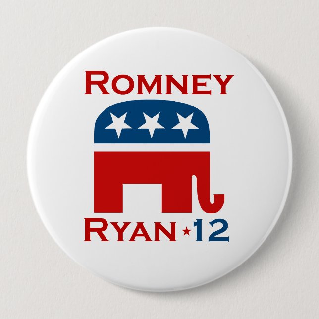 ROMNEY RYAN 2012 GOP 10 CM ROUND BADGE (Front)