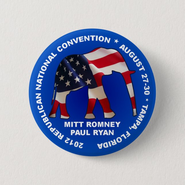 Romney Ryan 2012 GOP Convention 6 Cm Round Badge (Front)
