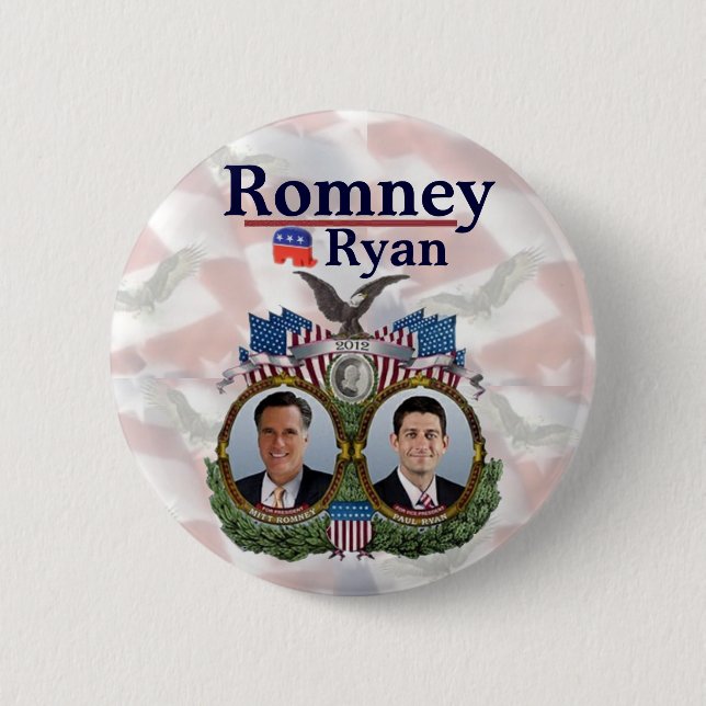 Romney Ryan 2012 Jugate 6 Cm Round Badge (Front)