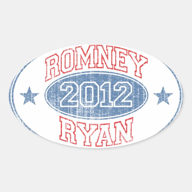 Romney Ryan 2012 Oval Sticker (Front)
