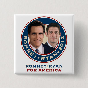 Romney-Ryan 2012 Square Campaign Button