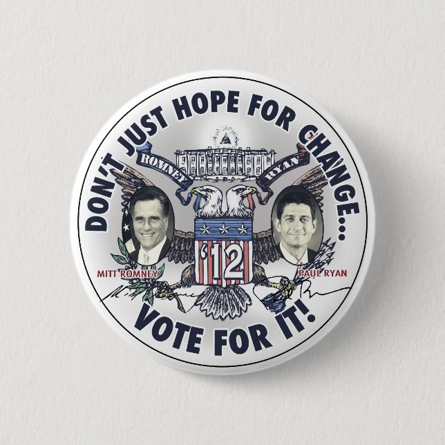 Romney Ryan 2012 Two Headed Eagle Jugate 6 Cm Round Badge (Front)