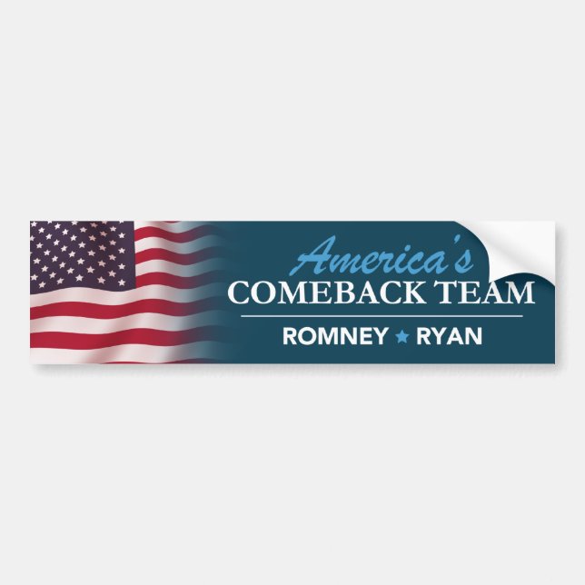 Romney Ryan America's Comeback Team Flag Bumper Bumper Sticker (Front)