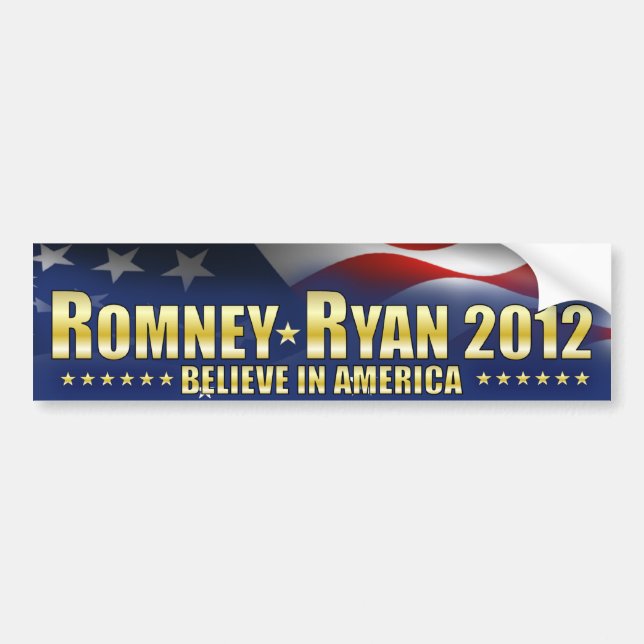 Romney - Ryan- Believe in America Bumper Sticker (Front)