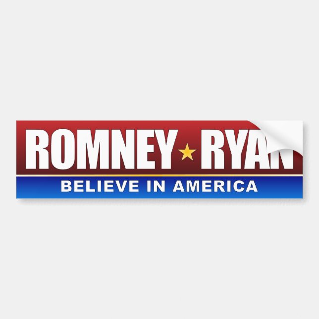 Romney - Ryan - Believe in America Bumper Sticker (Front)