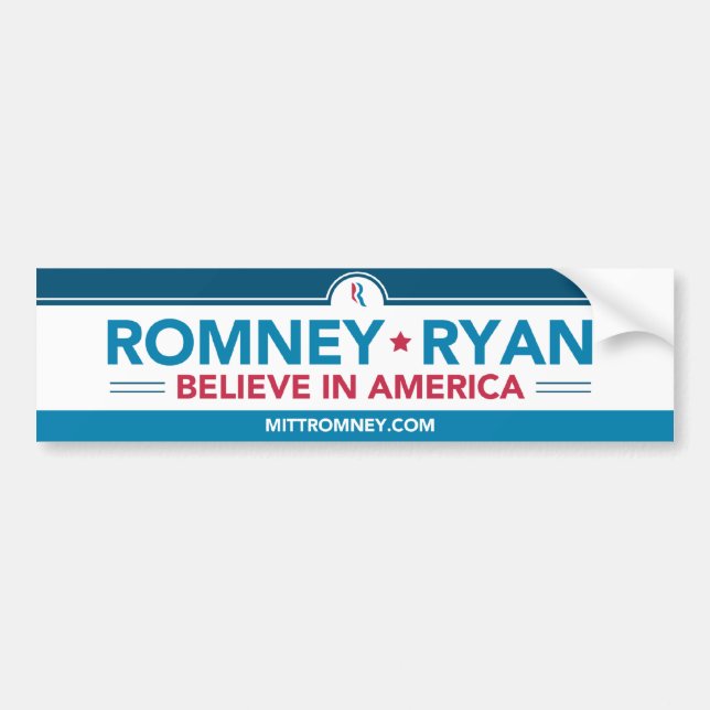 Romney Ryan Believe IN America Bumper Sticker (Front)