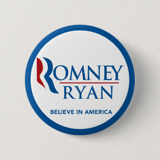Romney Ryan Believe In America Round Blue Border 6 Cm Round Badge