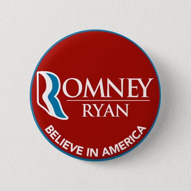 Romney Ryan Believe In America Round Red 6 Cm Round Badge (Front)