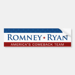 Romney & Ryan Comeback Team Bumper Sticker