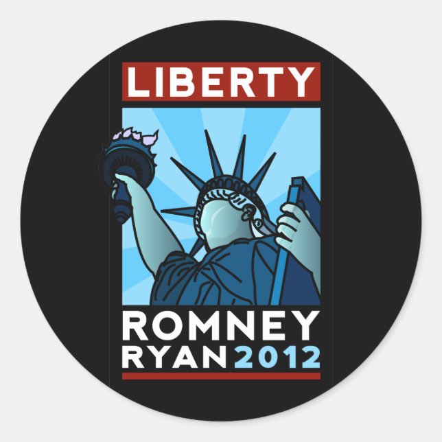 Romney Ryan Liberty Classic Round Sticker (Front)