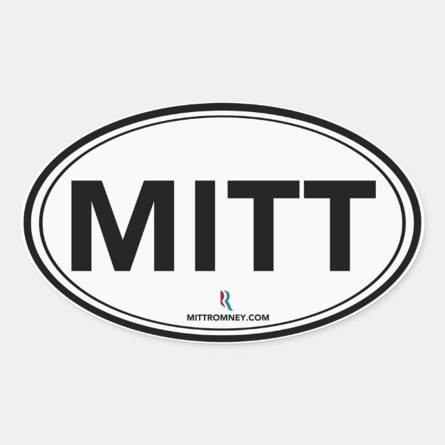 Romney Ryan Mitt Oval Sticker (White / Black) (Front)