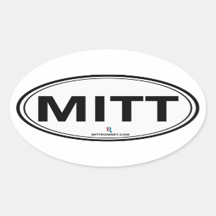 Romney Ryan Mitt Oval Sticker (White / Black)
