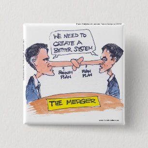 Romney Ryan Pinocchio Merger Funny Gifts & Tees 15 Cm Square Badge