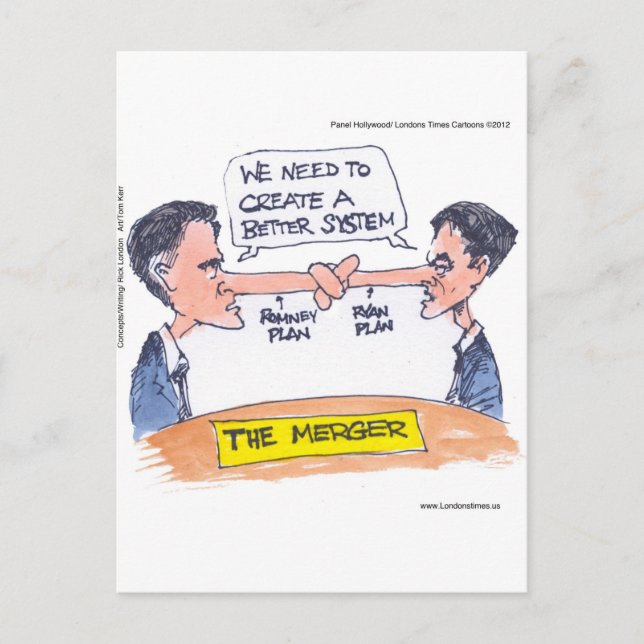 Romney Ryan Pinocchio Merger Funny Gifts & Tees Postcard (Front)