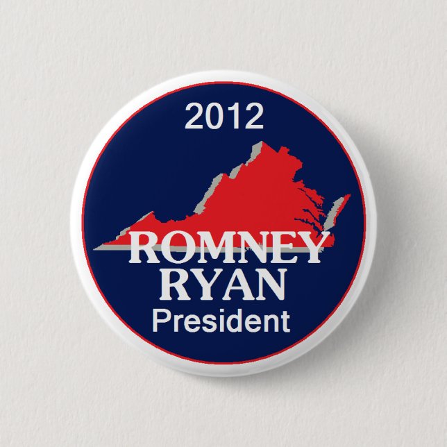Romney Ryan VIRGINIA 6 Cm Round Badge (Front)