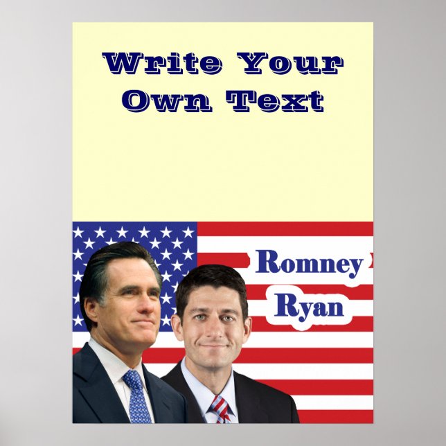 Romney Ryan - Write Your Own Text Poster (Front)