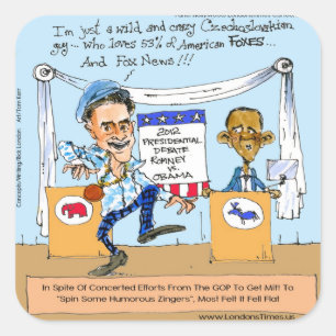 Romney Tries Zingers on Obama Funny Gifts & Cards Square Sticker