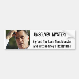Romney's Taxes Bumpersticker Bumper Sticker