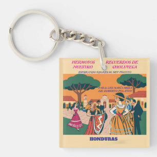 Rompecabezas  Honduras CHOLUTECA Retro poster Key Ring