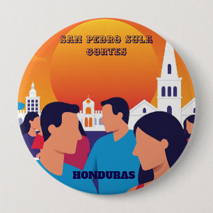 Rompecabezas  Honduras San Pedro Sula Retro poster 10 Cm Round Badge
